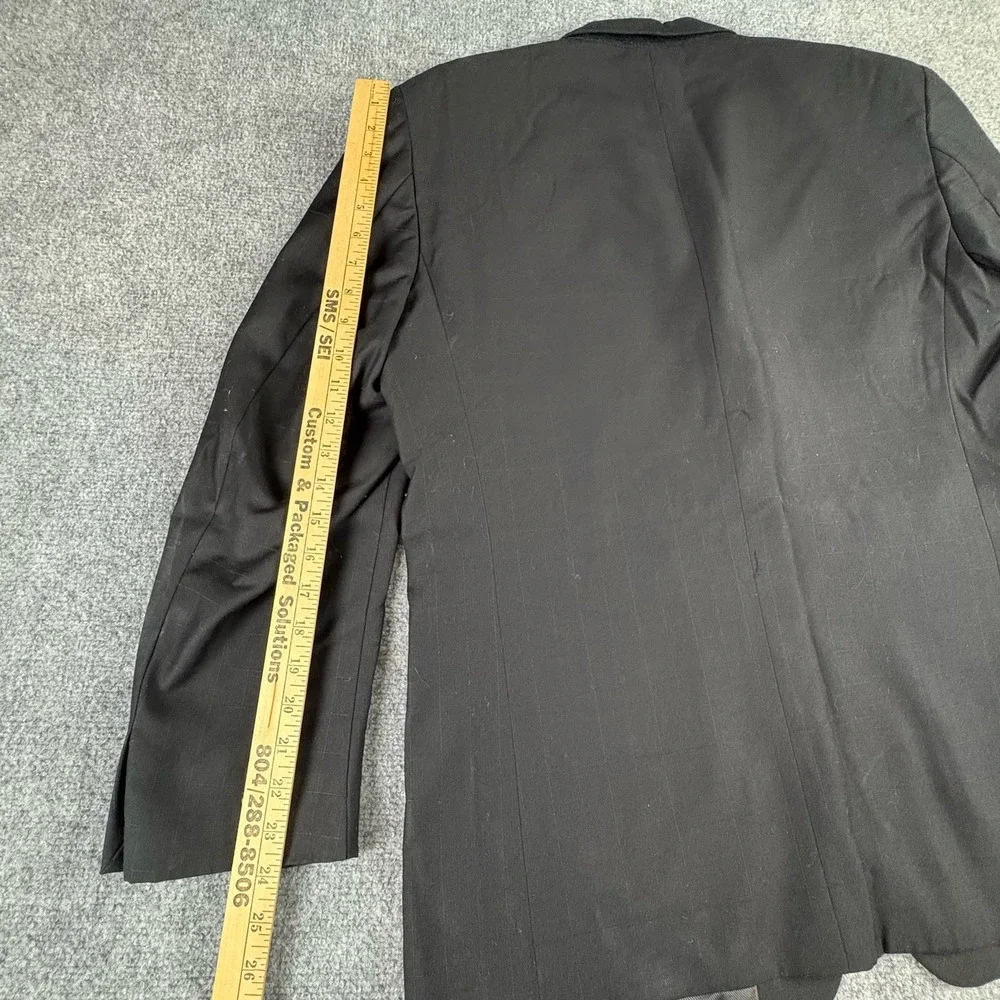 Caravelli Sport Coat Men's 42R Black Windowpane Y2K Superior 150s Hand Tailored